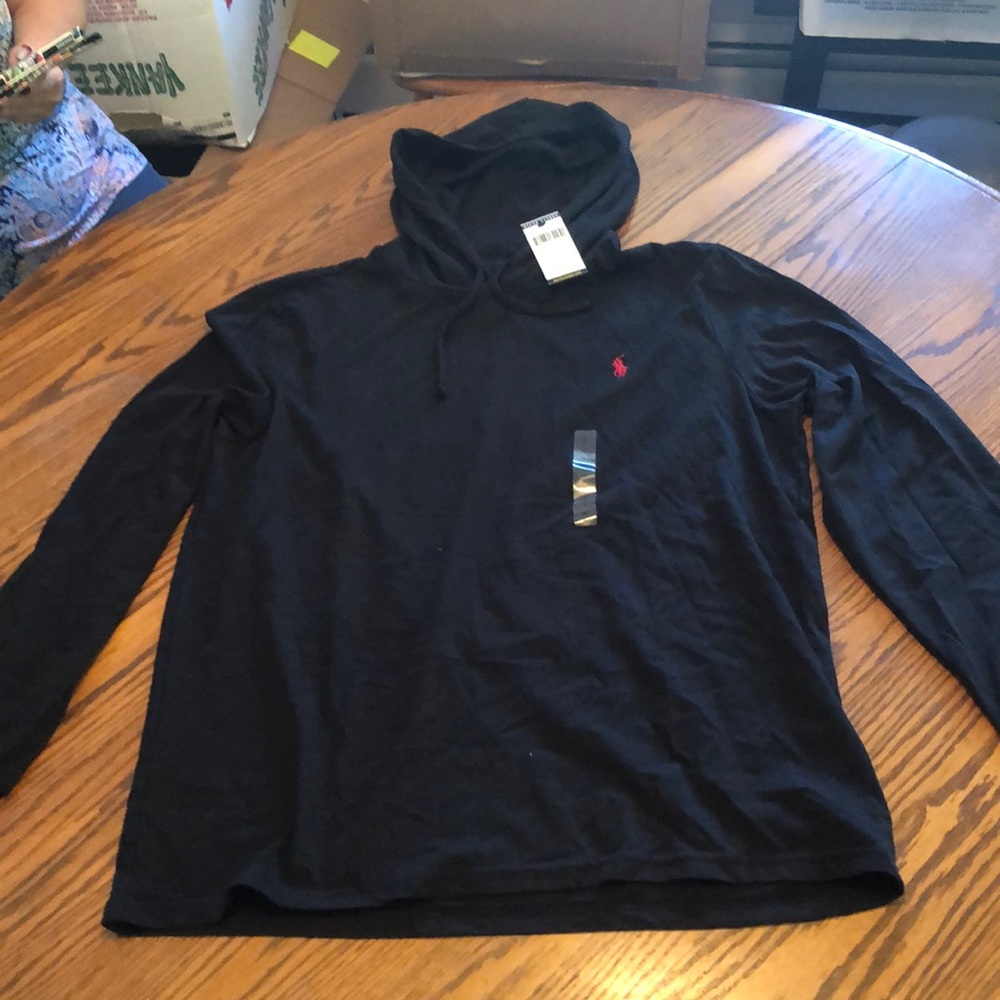 New With Tags. Men’s XL black hooded long sleeve T